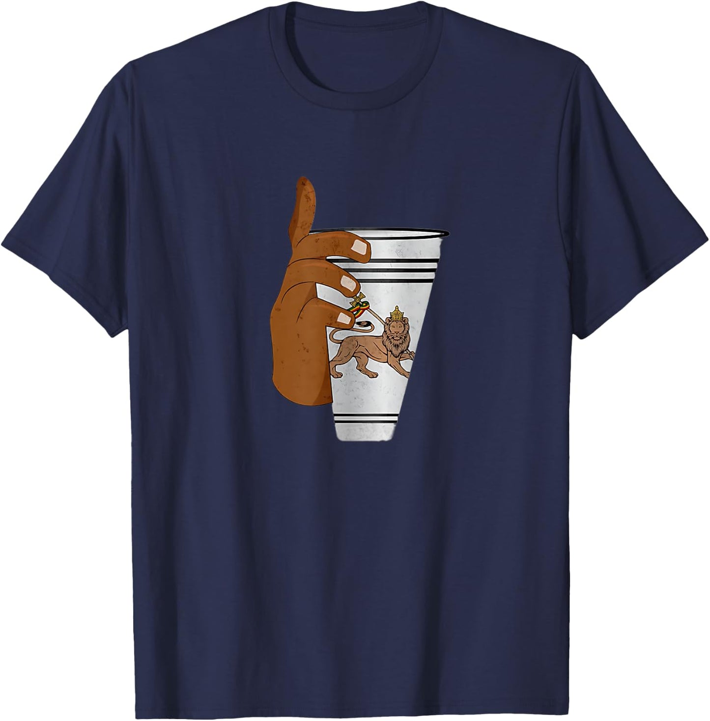 Ethiopian Menelik cup Tela Gesho T-Shirt - T-Shirt | Navy