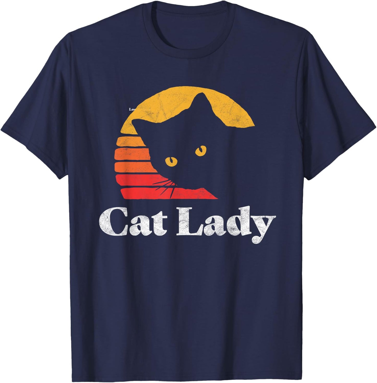 Vintage Retro Style Cat Lady 80's T-Shirt - T-Shirt | Navy
