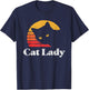 Vintage Retro Style Cat Lady 80's T-Shirt - T-Shirt | Navy