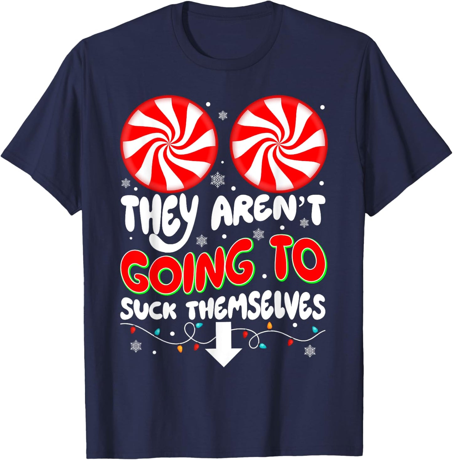 Funny Couples Christmas Pajamas Inappropriate Adult Humor T-Shirt - T-Shirt | Navy