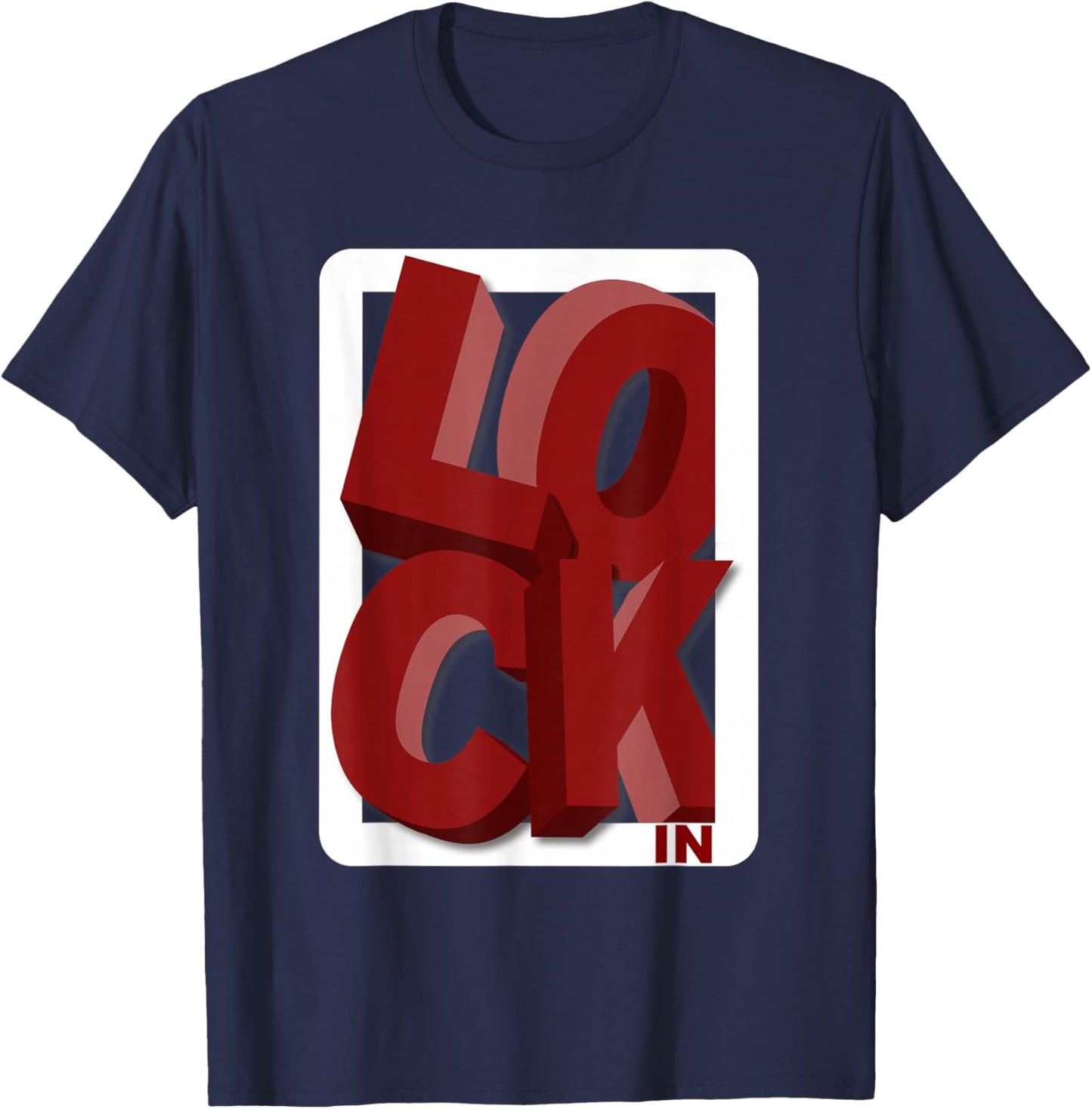Maroon Red Burgundy LOCKED-IN Maroon Red Burgundy Graphic T-Shirt - T-Shirt | Navy
