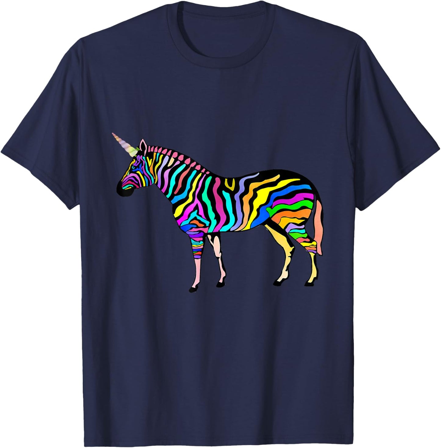 Funny Rainbow Zebra Unicorn T Shirt | Zebracorn Youth T-Shirt - T-Shirt | Navy