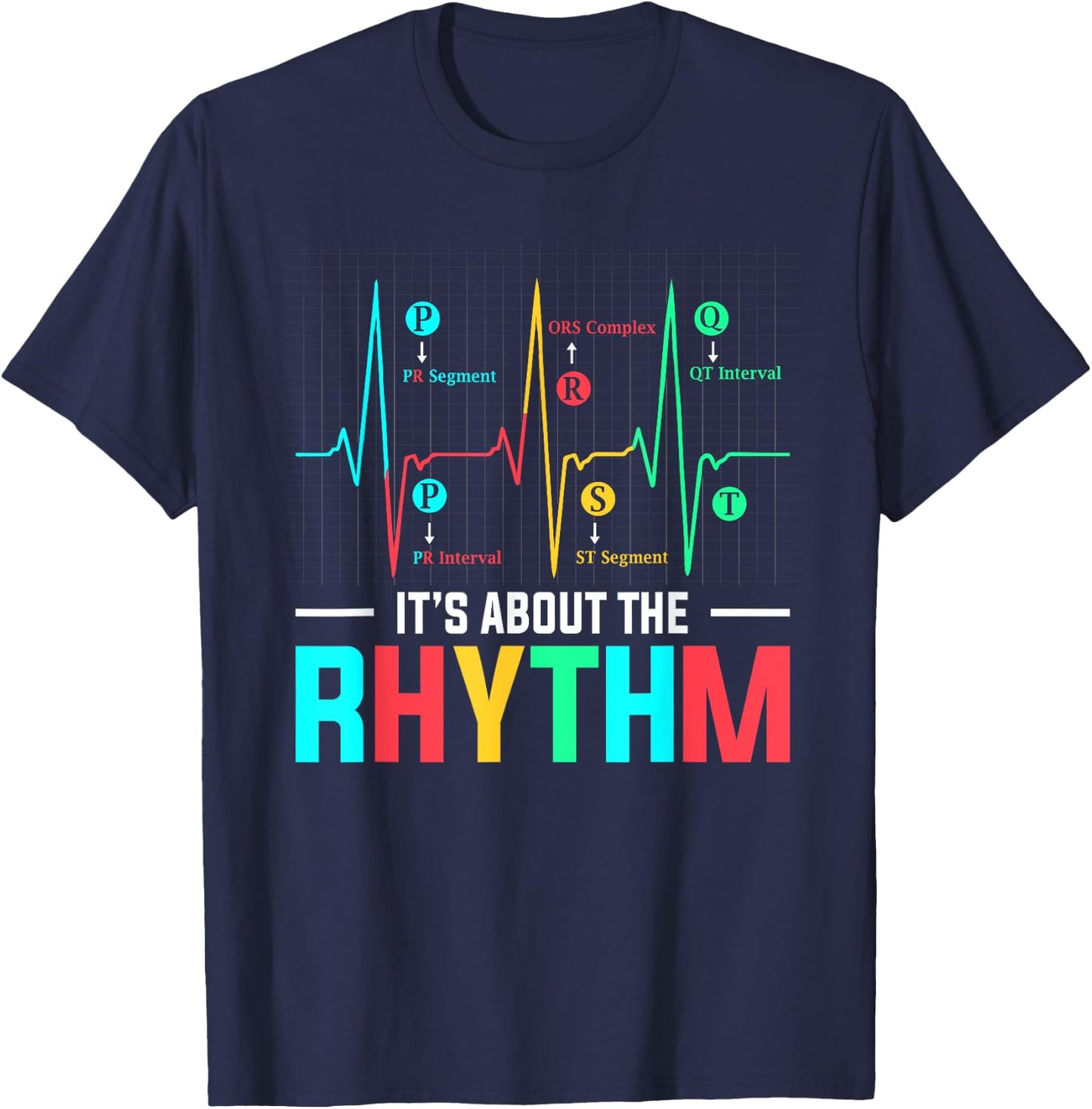Cardiac Nurse CVICU EKG ECG Heart Rythm Cardiology T-Shirt - T-Shirt | Navy