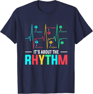 Cardiac Nurse CVICU EKG ECG Heart Rythm Cardiology T-Shirt - T-Shirt | Navy