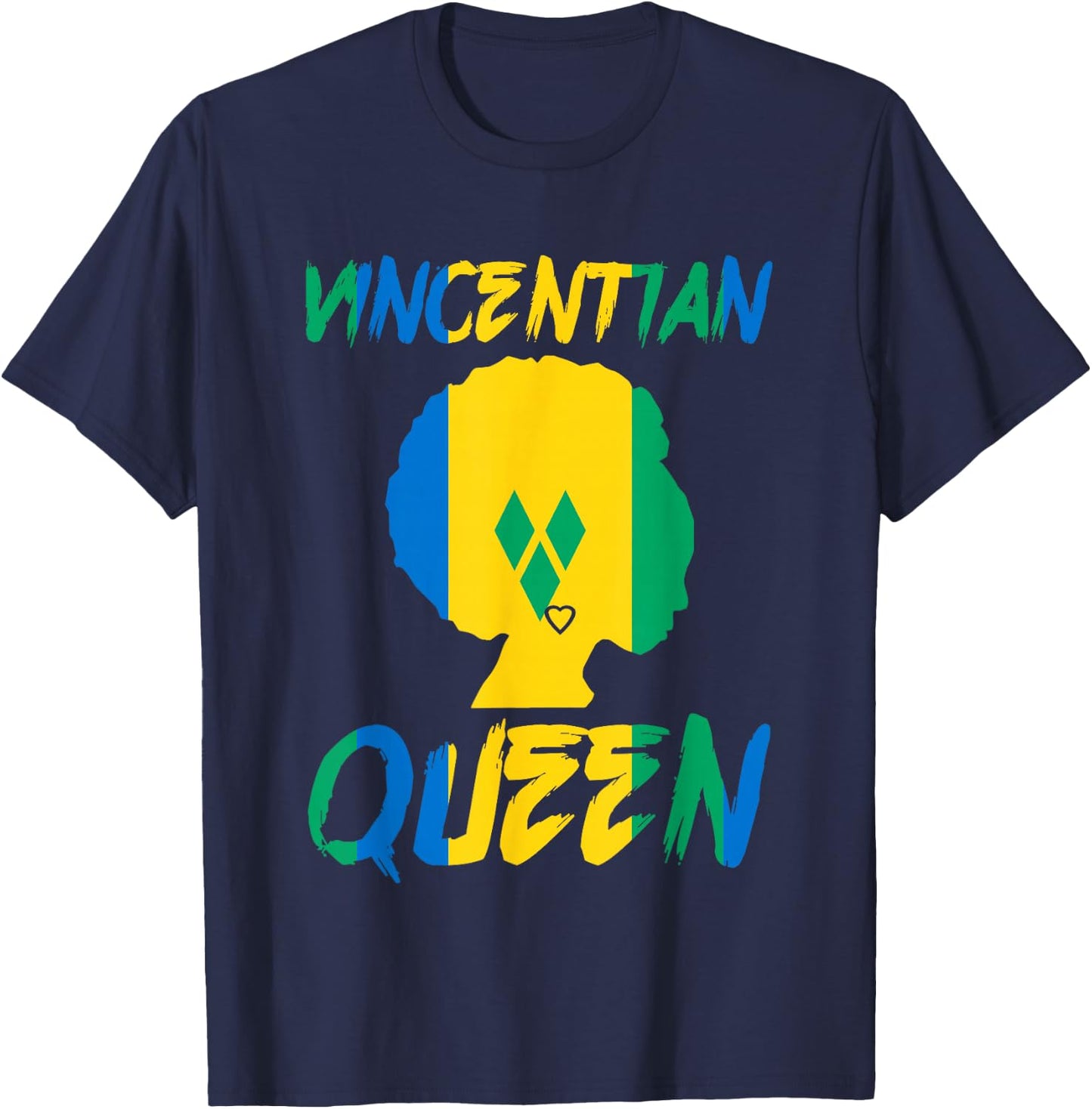 Vincentian Queen St Vincent Grenadines Flag Afro Pride Home T-Shirt - T-Shirt | Navy