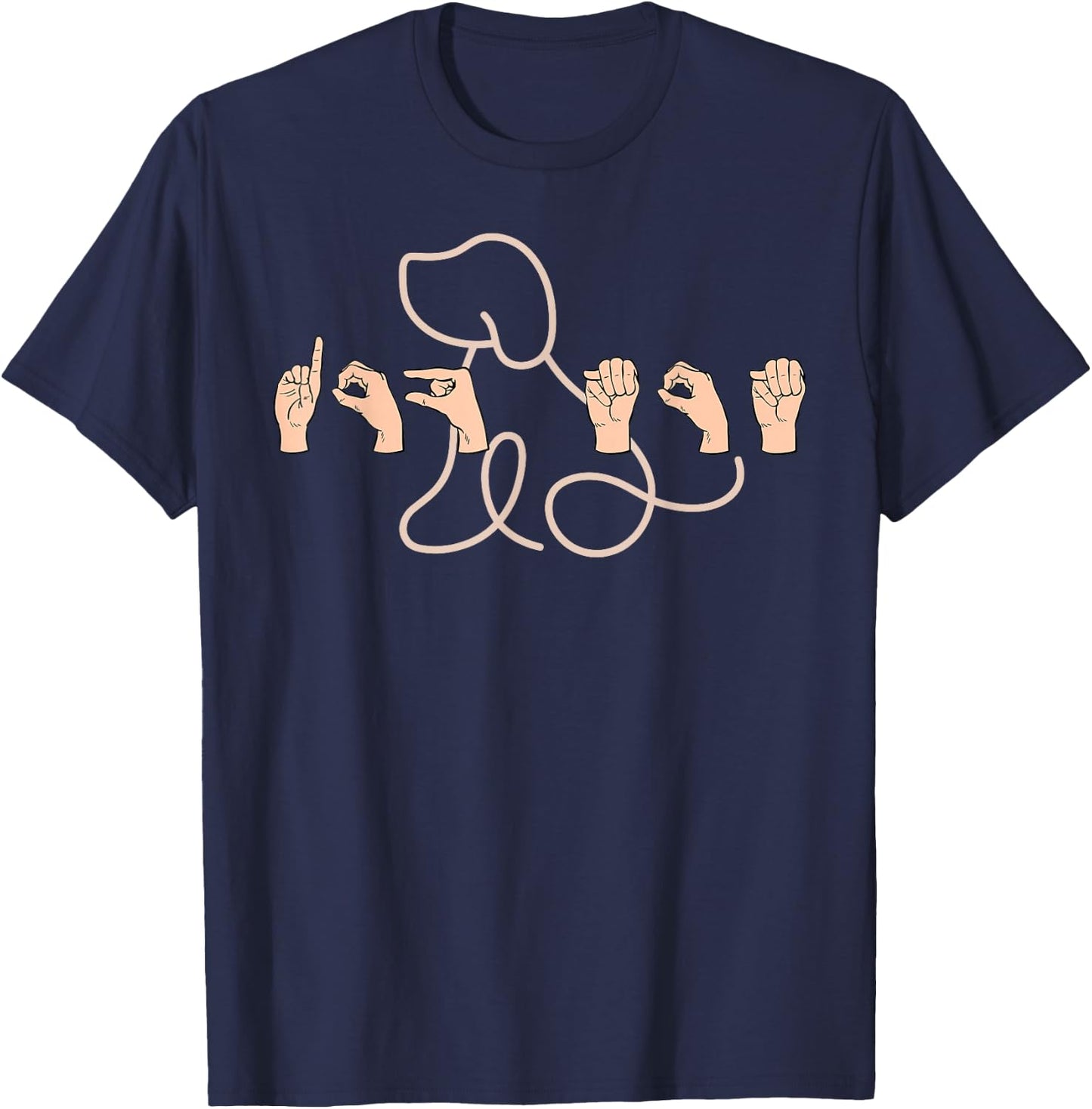 ASL Dog Mom American Sign Language Deaf ASL Teacher T-Shirt - T-Shirt | Navy
