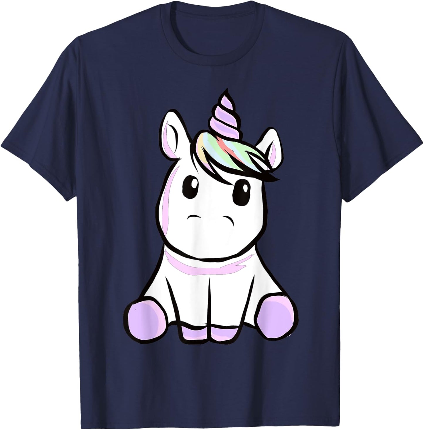 Unicorn - Cute Unicorn Sits Around - Cute Unicorn T-Shirt - T-Shirt | Navy