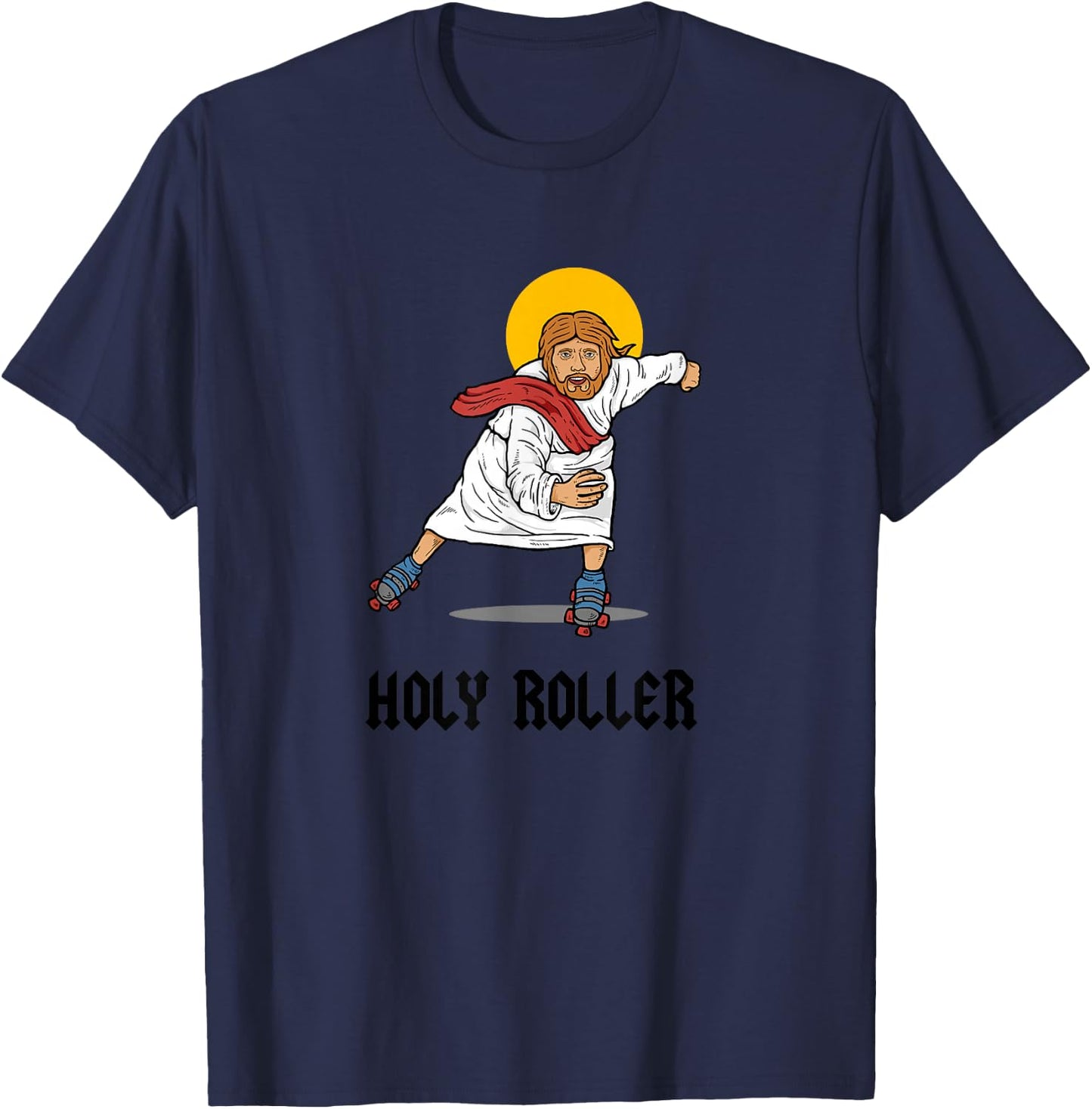 Holy Roller - Jesus Roller Skates Skating T-Shirt - T-Shirt | Navy