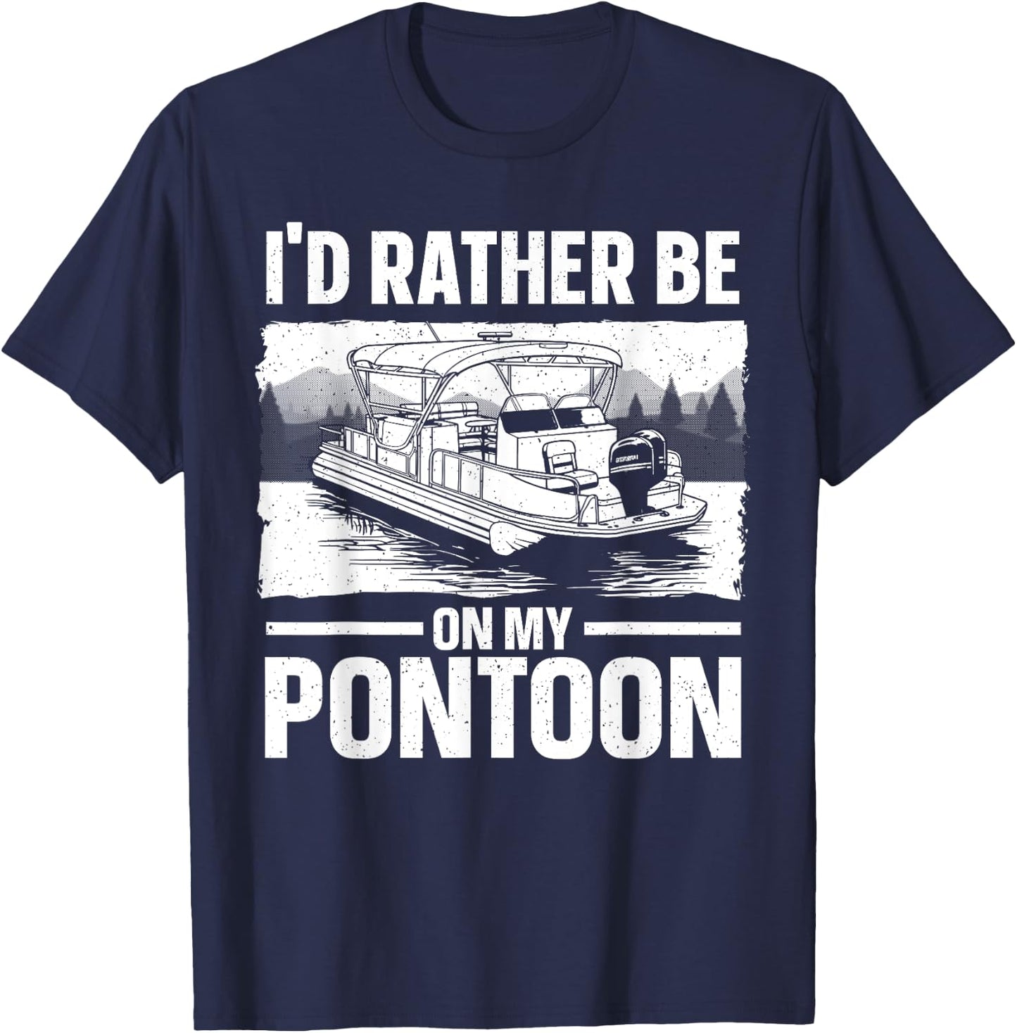 Pontoon Boat Art Women Lake Pontoon Boat Captain T-Shirt - T-Shirt | Navy