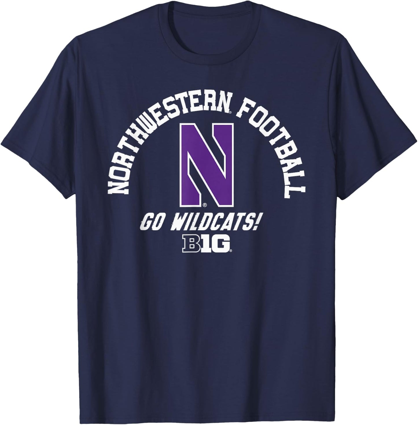 Northwestern Wildcats Big 10 Football Logo T-Shirt - T-Shirt | Navy