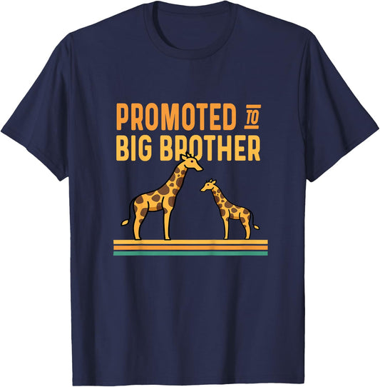 Promoted to Big Brother Baby Announcement - Giraffe T-Shirt - T-Shirt | Navy