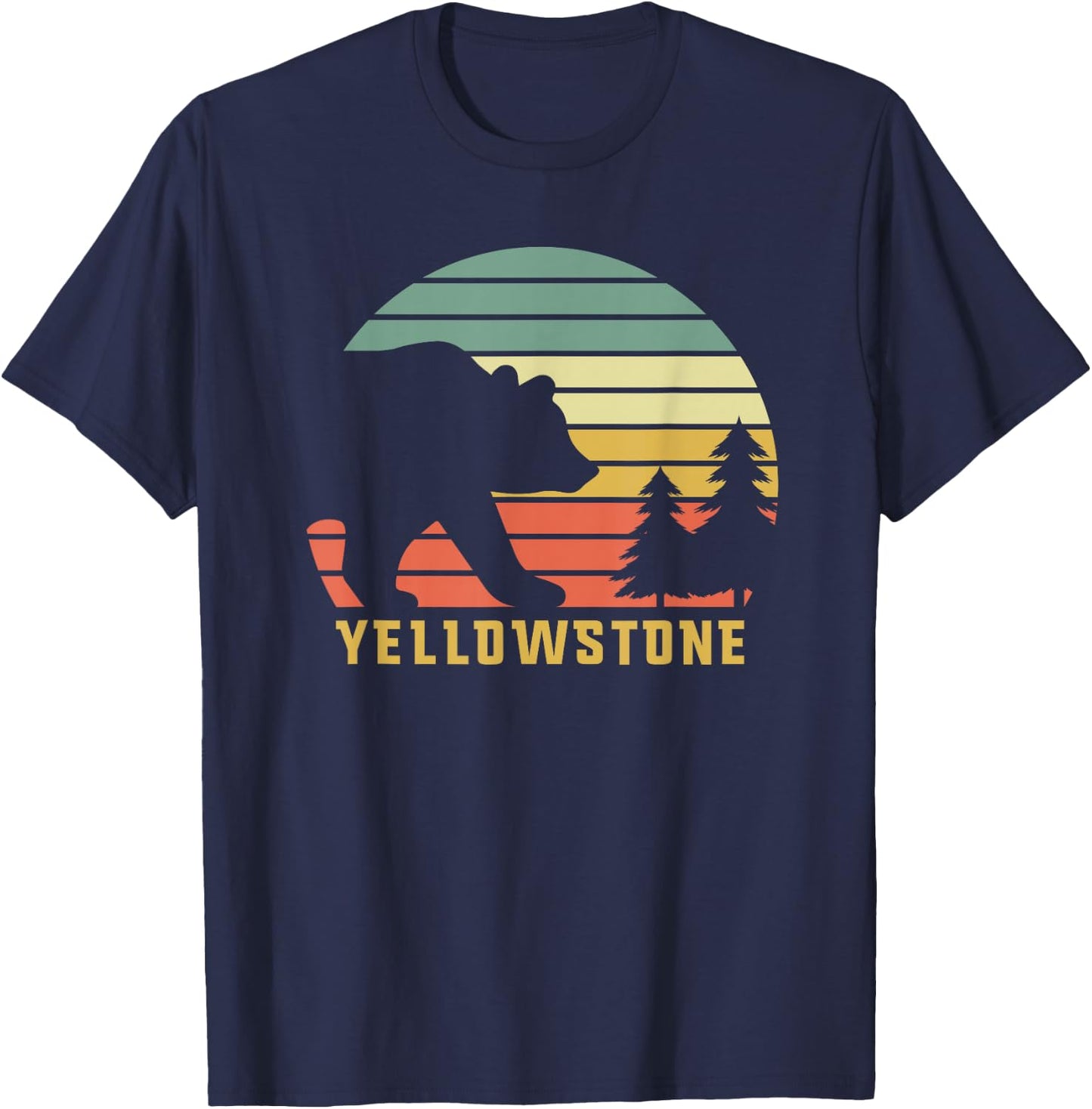 Vintage Yellowstone National Park Retro Bear Souvenir Gift T-Shirt - T-Shirt | Navy