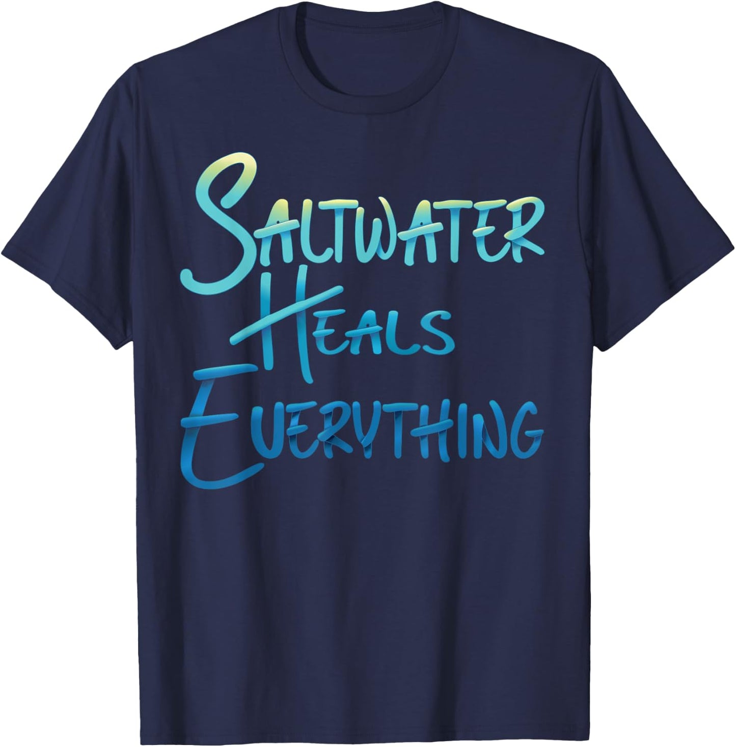 Saltwater Heals Everything Beach Vacation Vibes Men Women Kids T-Shirt - T-Shirt | Navy