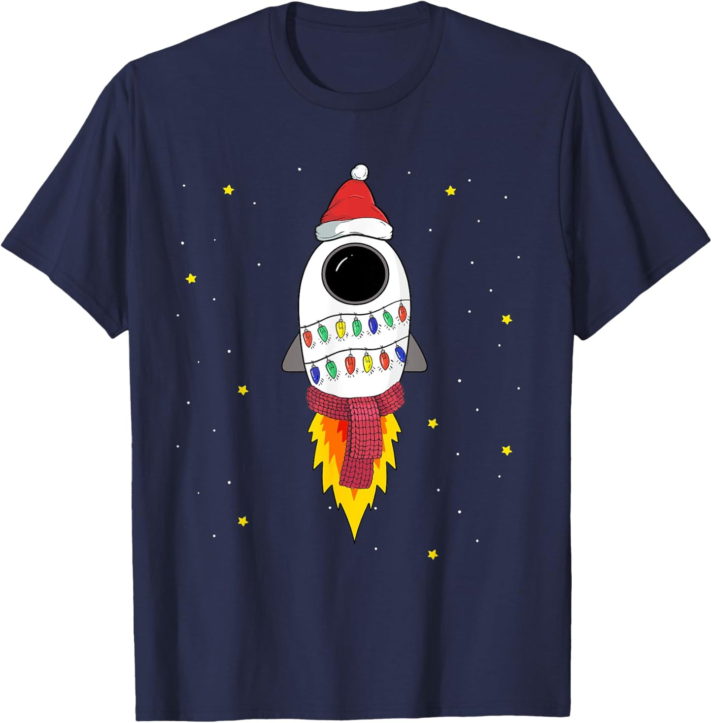 Christmas Space Rocket Pajama Top Santa Space Themed Gift T-Shirt - T-Shirt | Navy