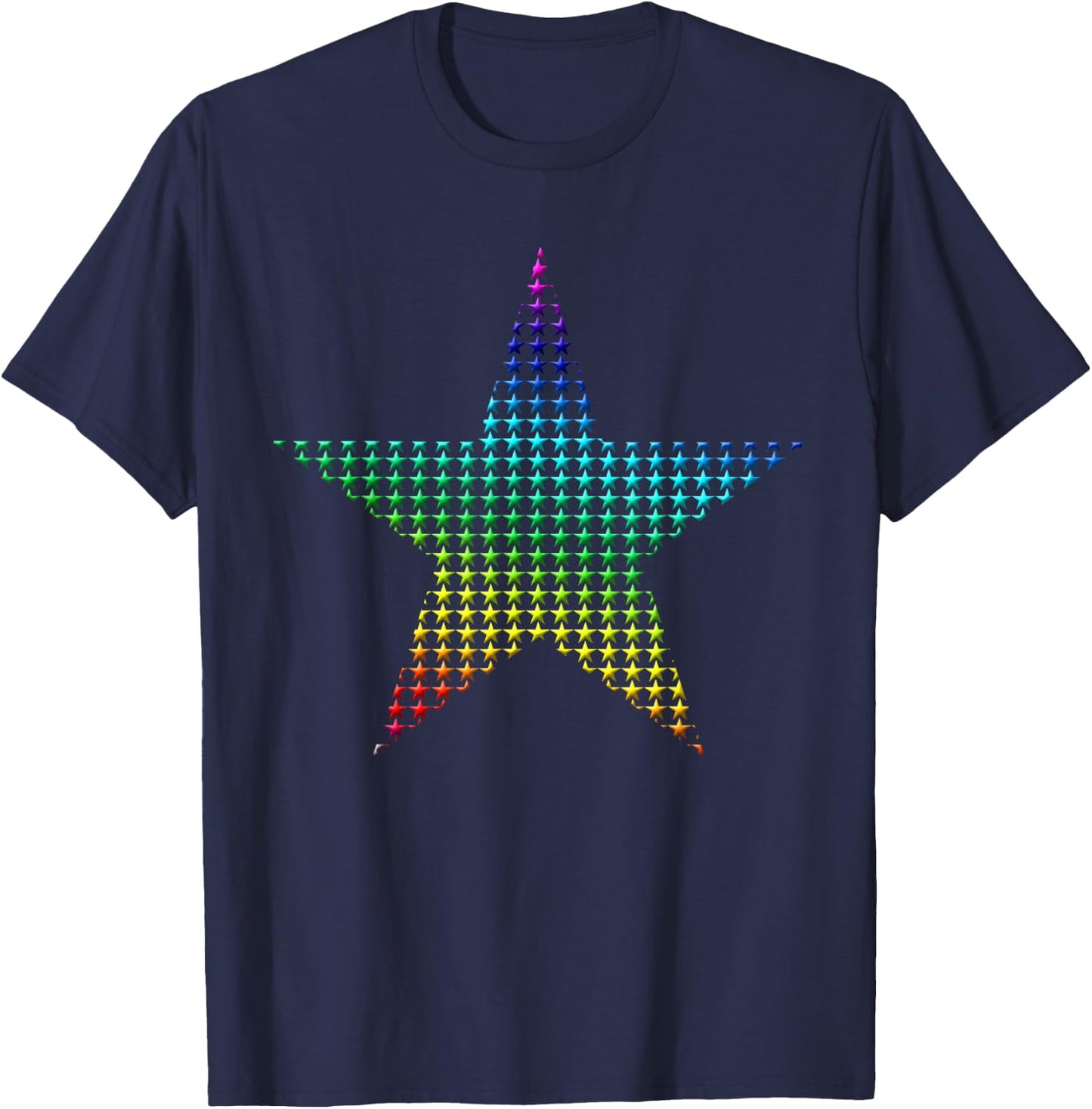 Multicoloured stars in the star rainbow graphic T-Shirt - T-Shirt | Navy