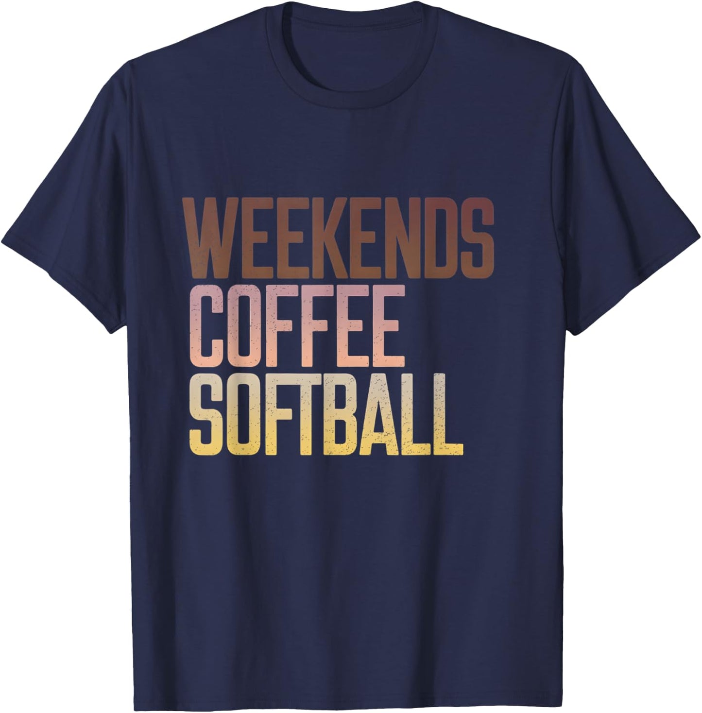 Retro Weekends Coffee And Softball Funny Softball Mama T-Shirt - T-Shirt | Navy