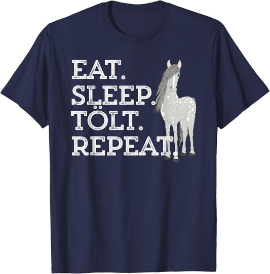 Icelandic Horse Saying Eat Sleep Tolt Toy Pony Women Men Kid T-Shirt - T-Shirt | Navy