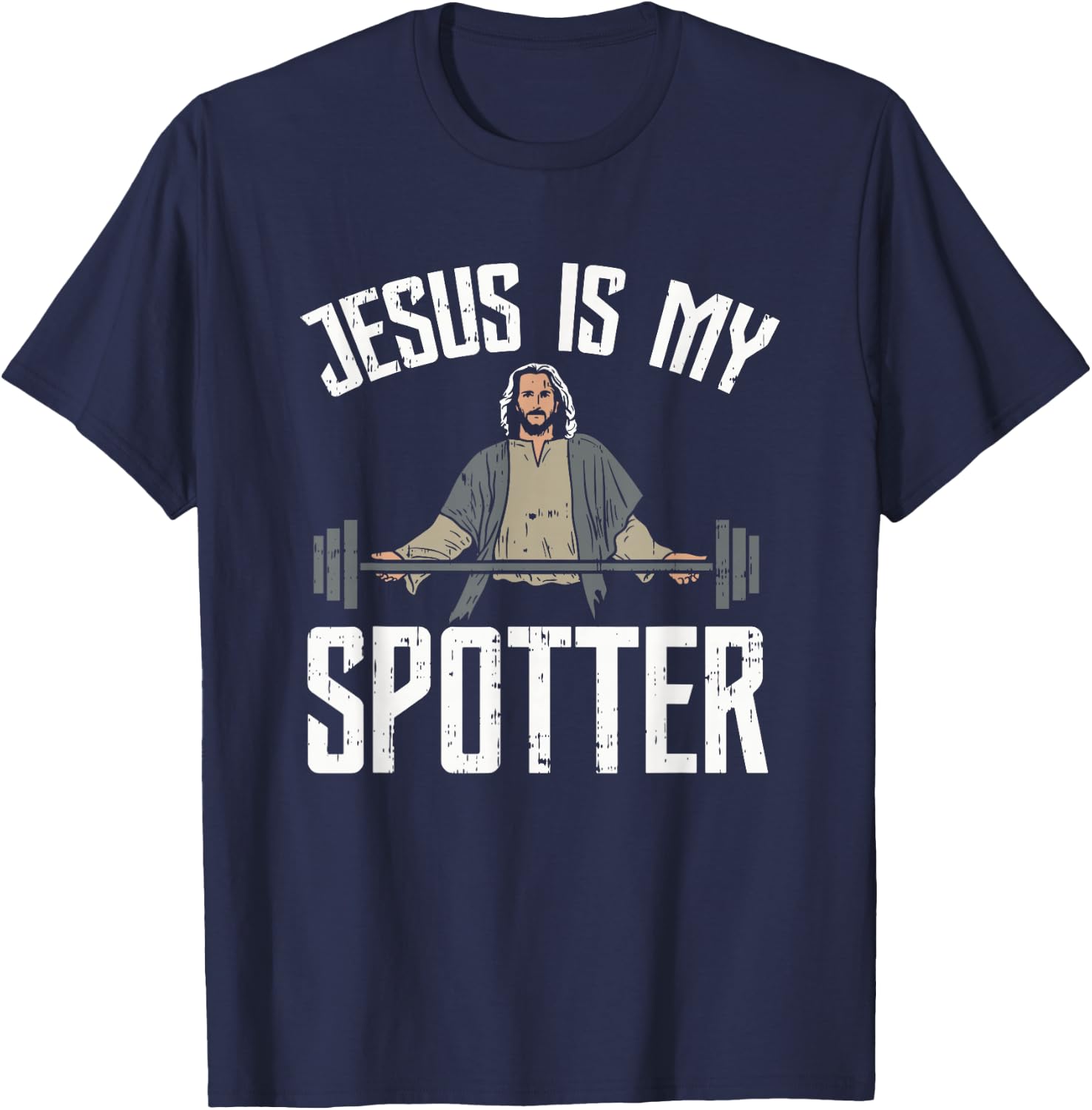 Jesus Is My Spotter Jesus T-Shirt - T-Shirt | Navy