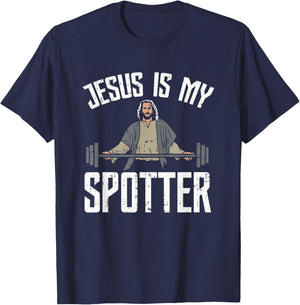 Jesus Is My Spotter Jesus T-Shirt - T-Shirt | Navy