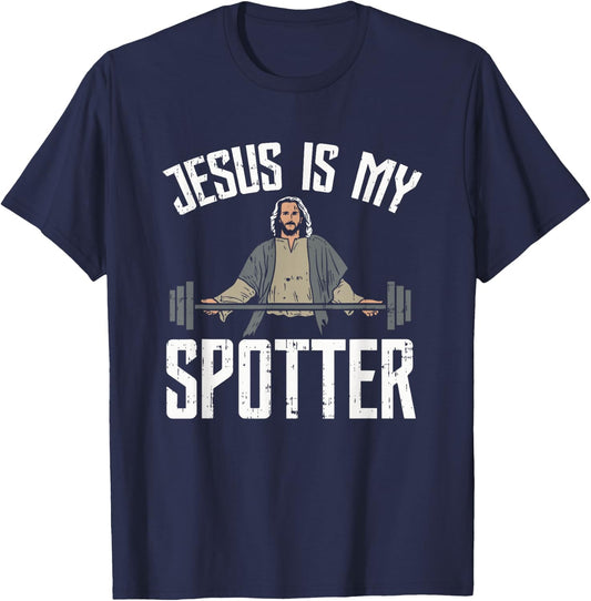Jesus Is My Spotter Jesus T-Shirt - T-Shirt | Navy