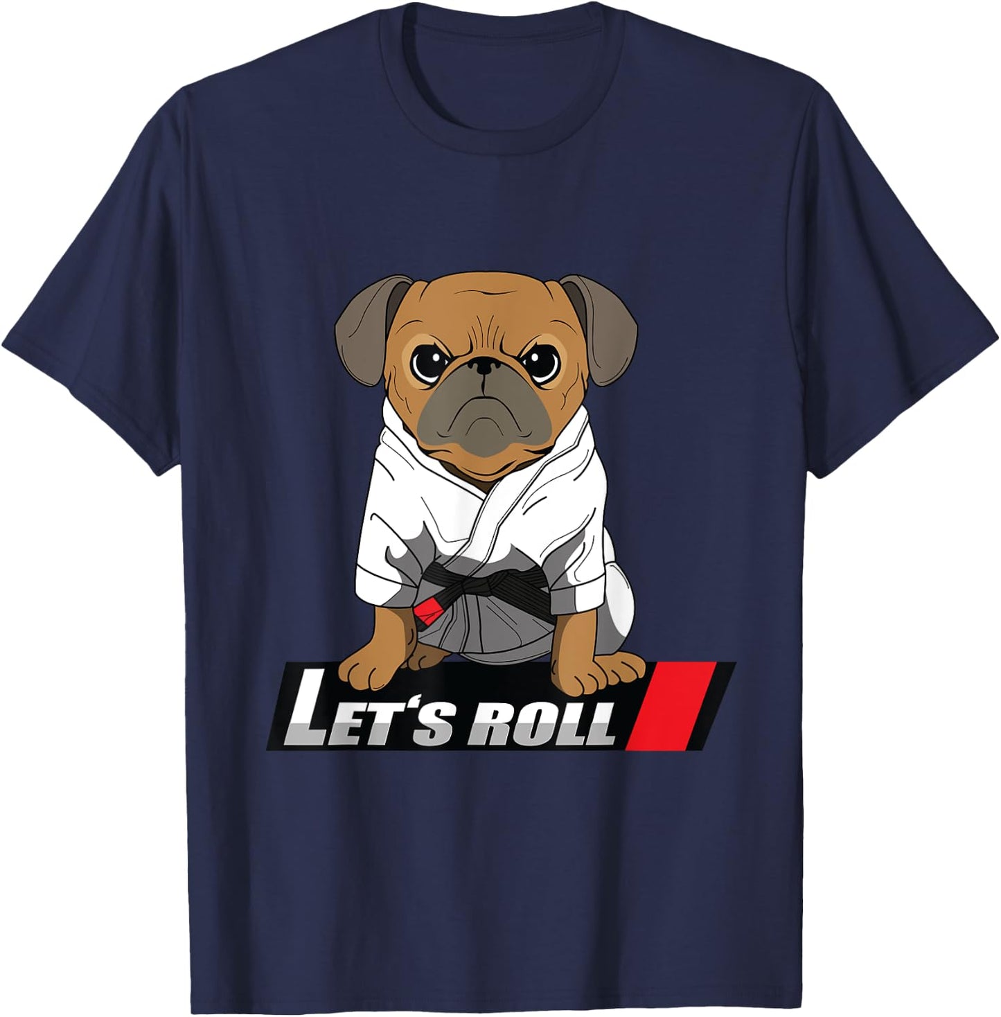 BJJ Pug - Brazilian Jiu Jitsu Gift T-Shirt - T-Shirt | Navy