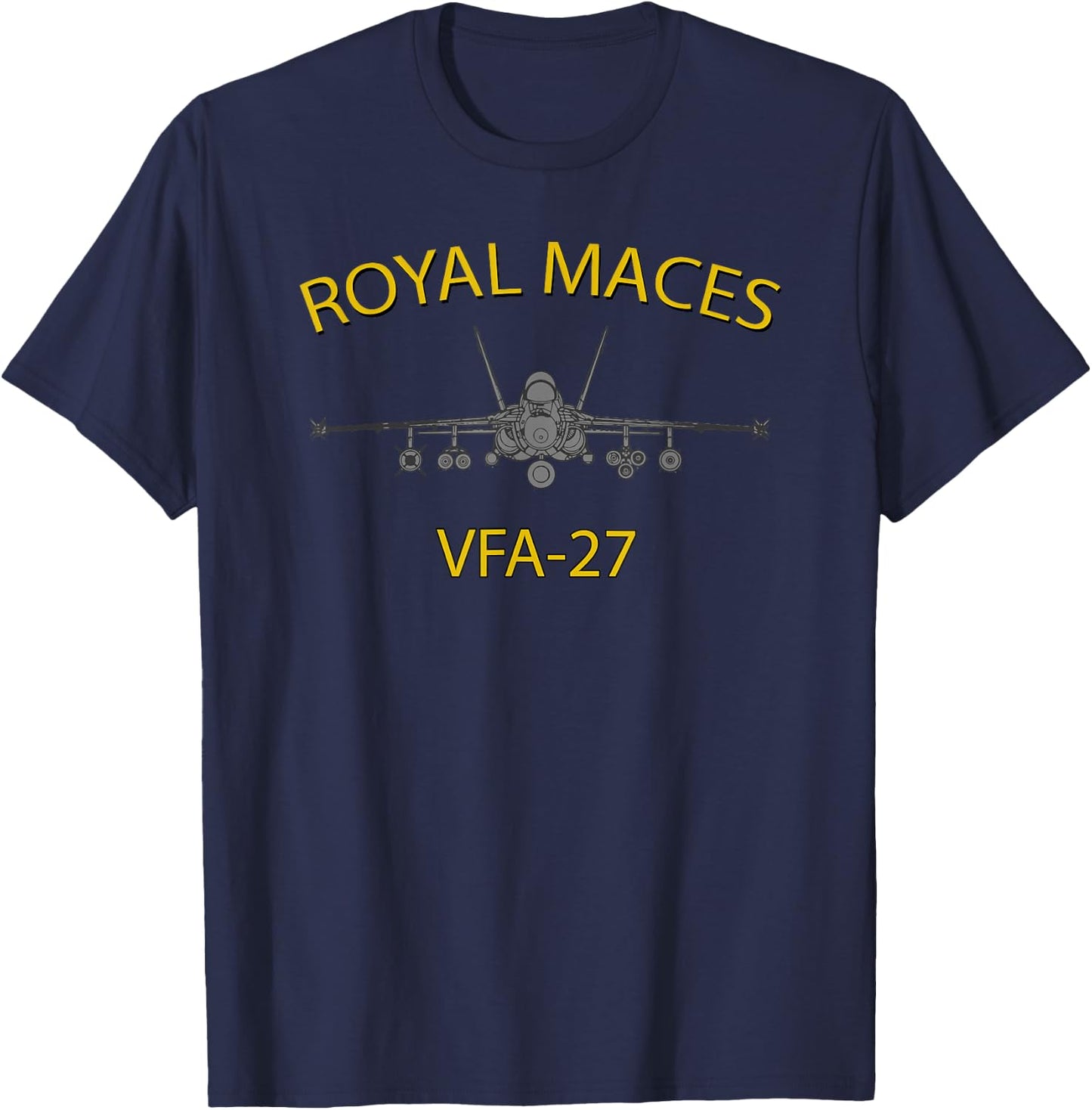 VFA-27 Royal Maces Strike Fighter Squadron F-18 Super Hornet T-Shirt - T-Shirt | Navy