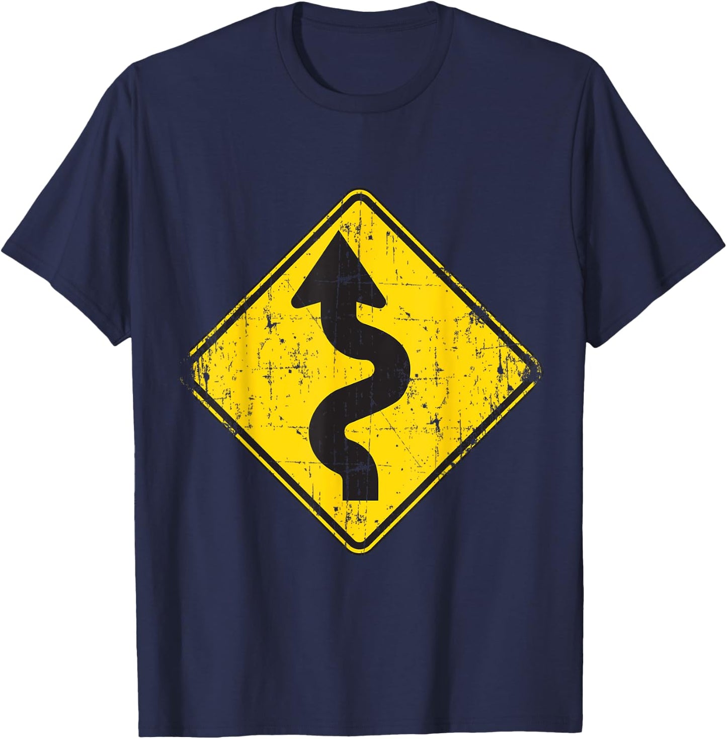 Traffic Street Windy Curve Road Sign T Shirts T-Shirt - T-Shirt | Navy