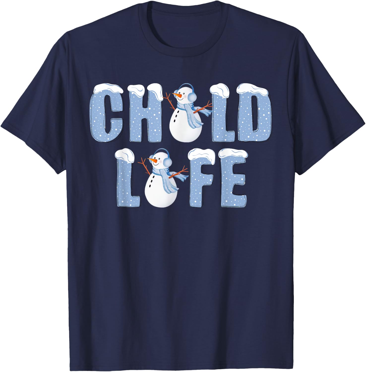 Child Life Snowman Christmas CLS Child Life Specialist T-Shirt - T-Shirt | Navy