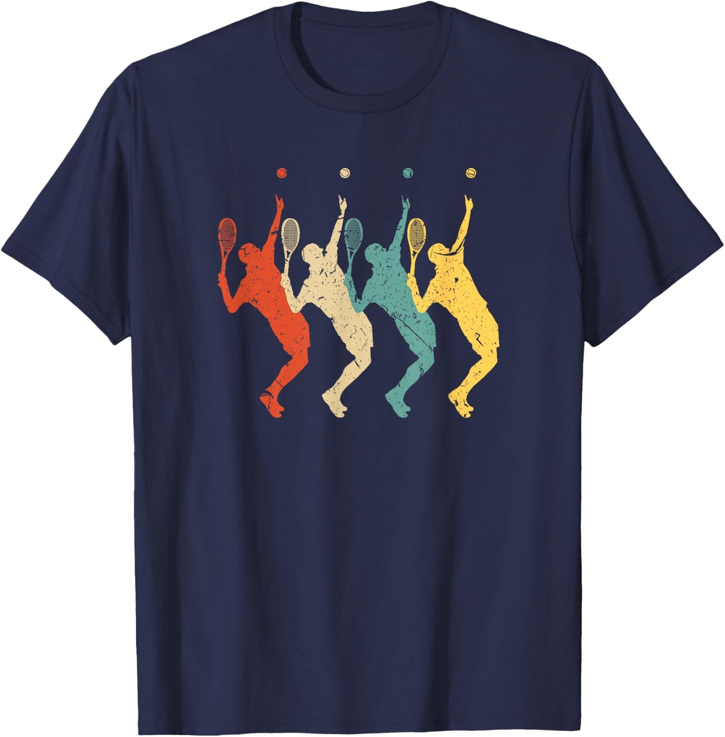 Tennis Vintage Retro 70s 80s Tennis Player T-Shirt - T-Shirt | Navy