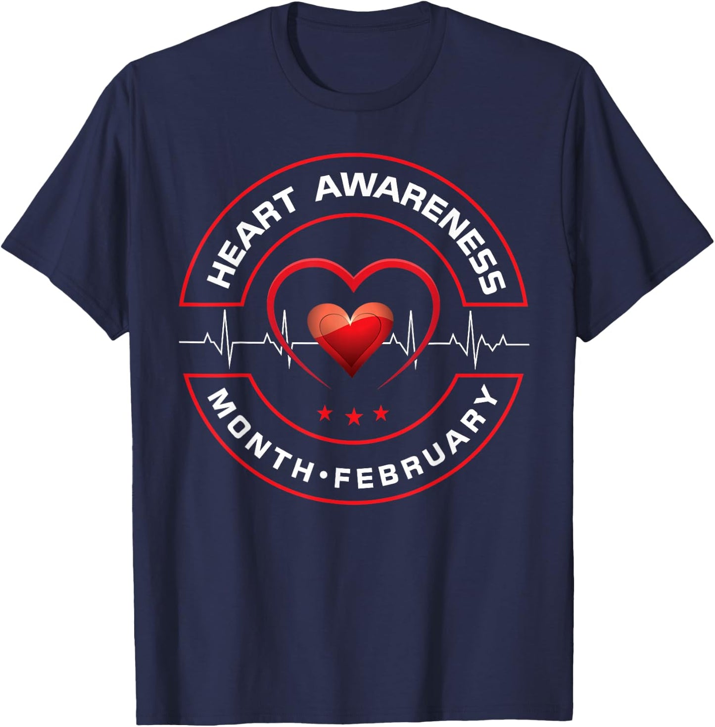 Heart Health Month February American Heart Health T-Shirt - T-Shirt | Navy