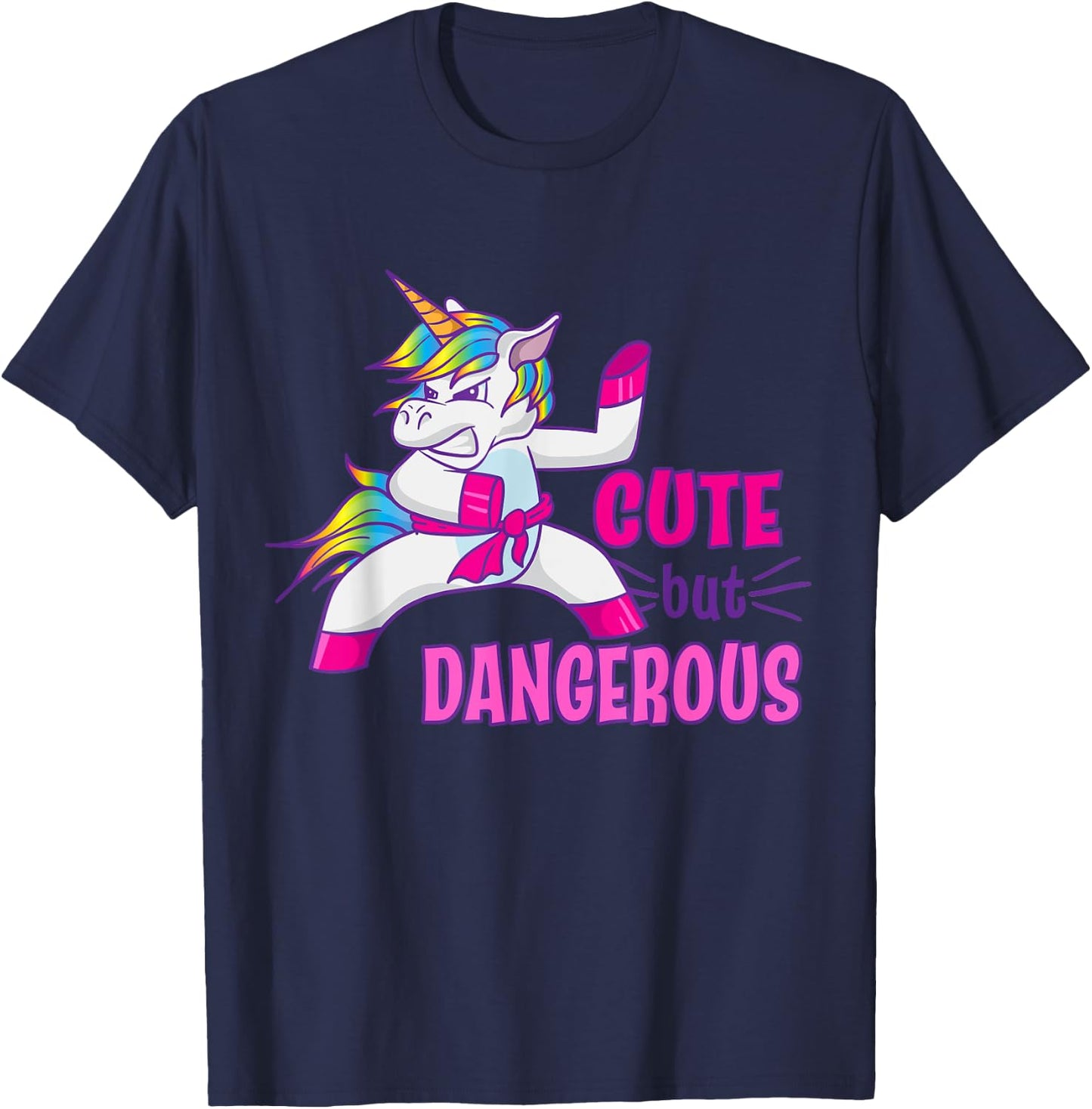 Cute But Dangerous Ninja Karate Taekwondo Kung Fu Unicorn T-Shirt - T-Shirt | Navy