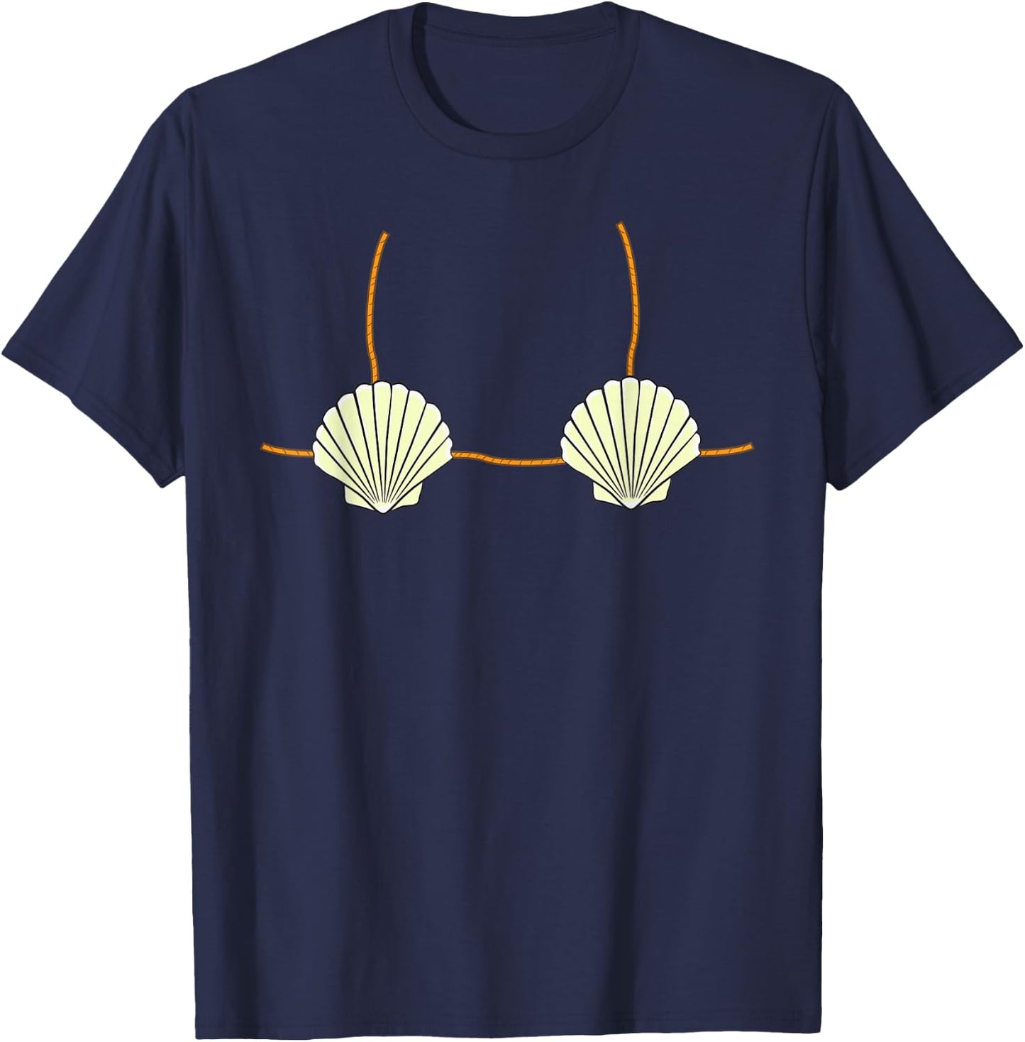 Mermaid Sea Shell Bikini Top Funny T-Shirt - T-Shirt | Navy