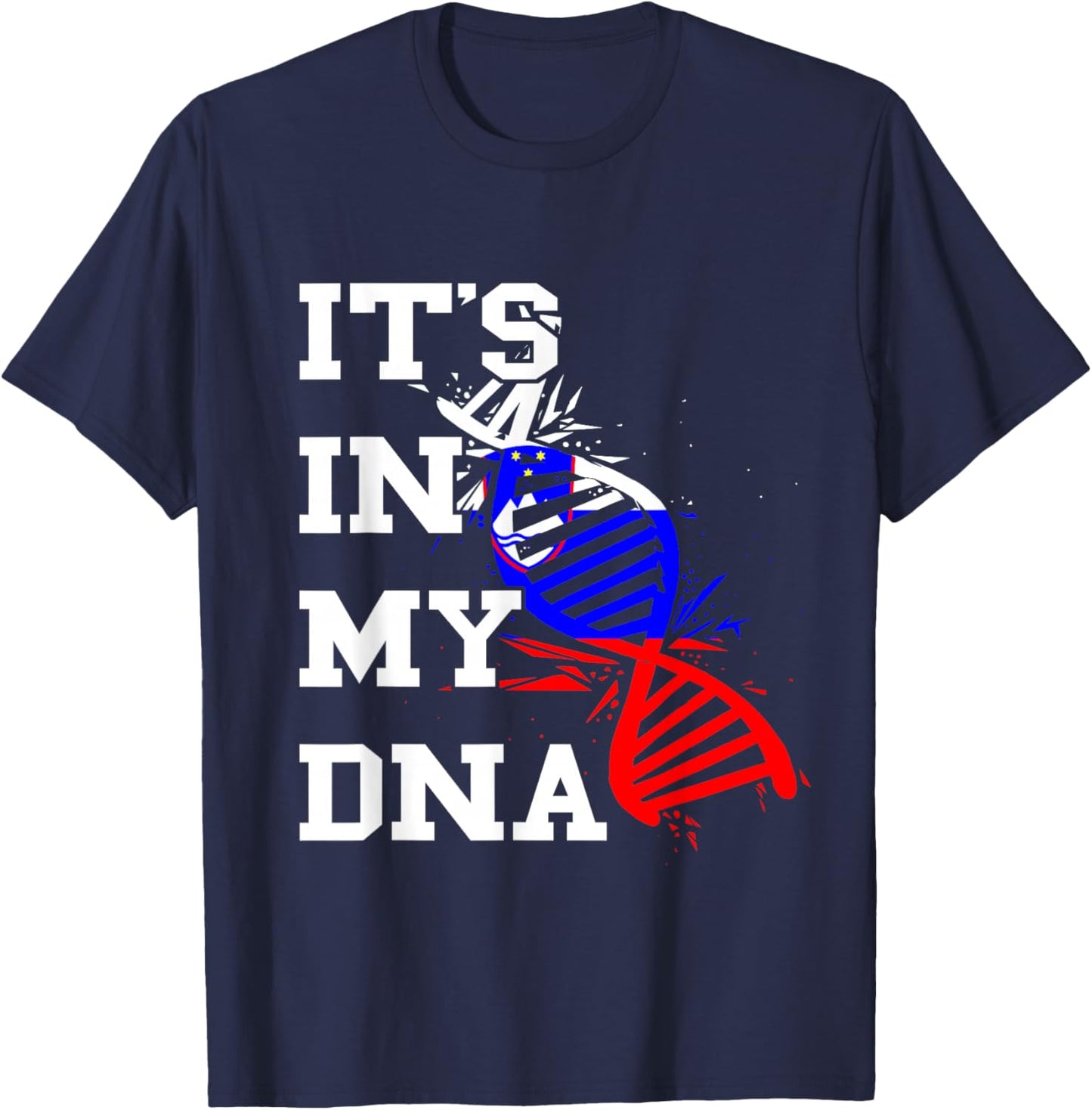 Slovenia Flag It's In My DNA Molecule Slovenian Pride T-Shirt - T-Shirt | Navy