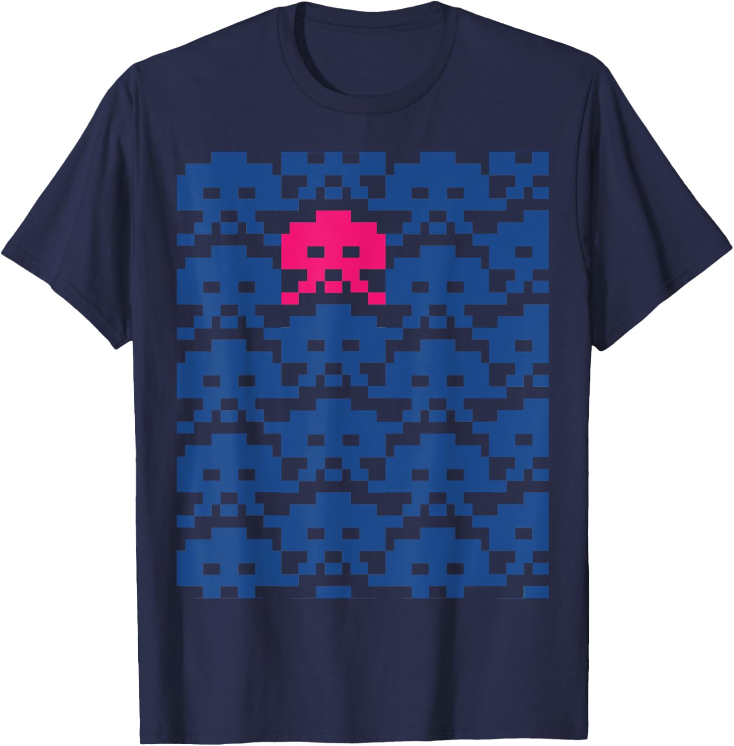 Retro Video Space Game Invaders (PIXEL ART SERIES) T-Shirt - T-Shirt | Navy