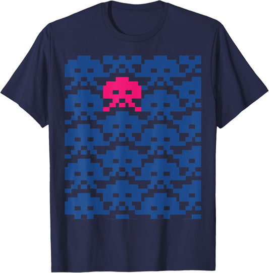 Retro Video Space Game Invaders (PIXEL ART SERIES) T-Shirt - T-Shirt | Navy