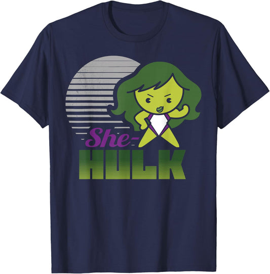 Marvel She-Hulk Strong Cute Kawaii Flew Logo Graphic T-Shirt - T-Shirt | Navy