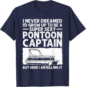Funny Pontoon Captain Art Girl Pontoon Boat Lover T-Shirt - T-Shirt | Navy
