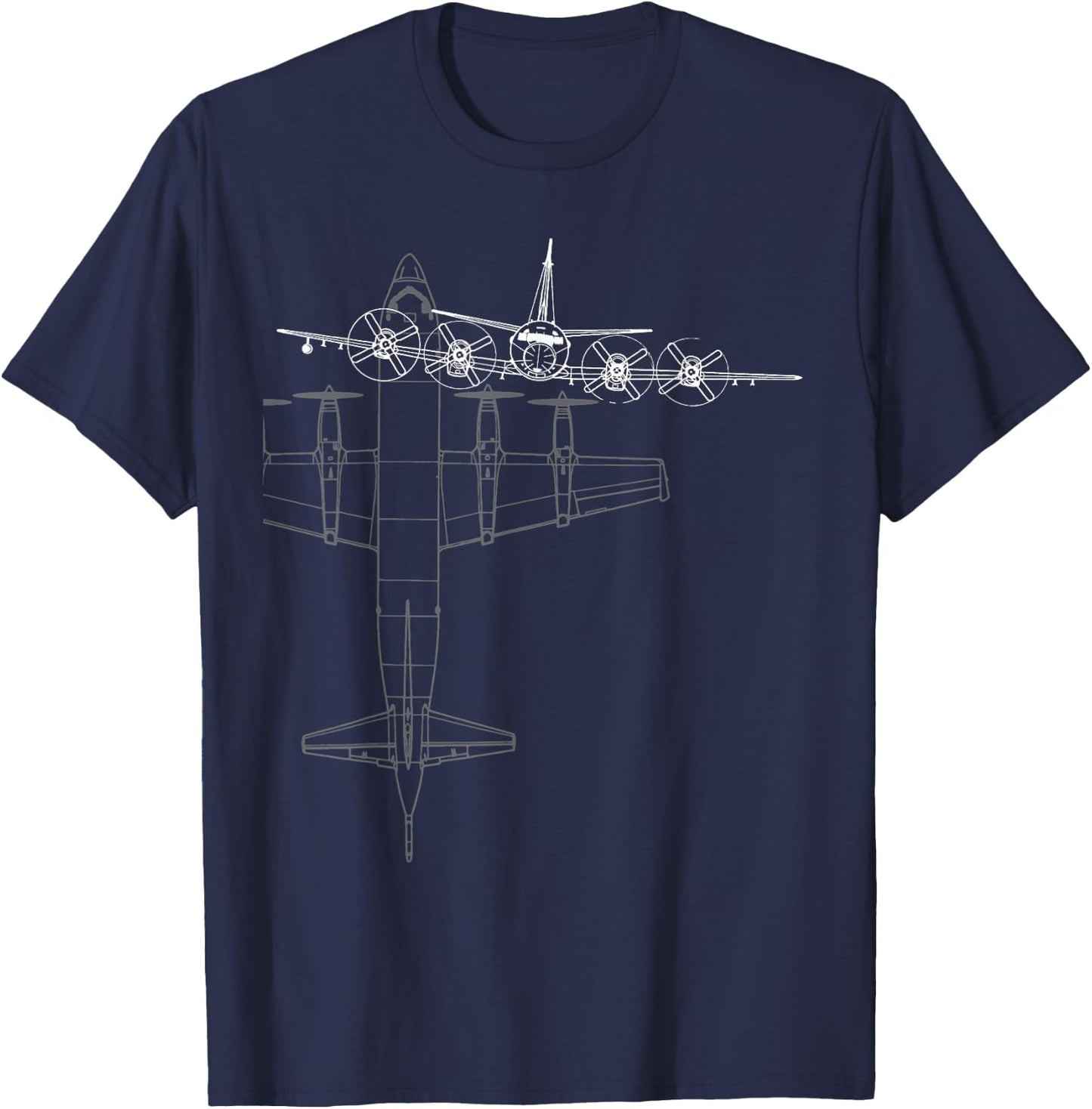 P-3 Orion Airplane Line Art T-Shirt - T-Shirt | Navy