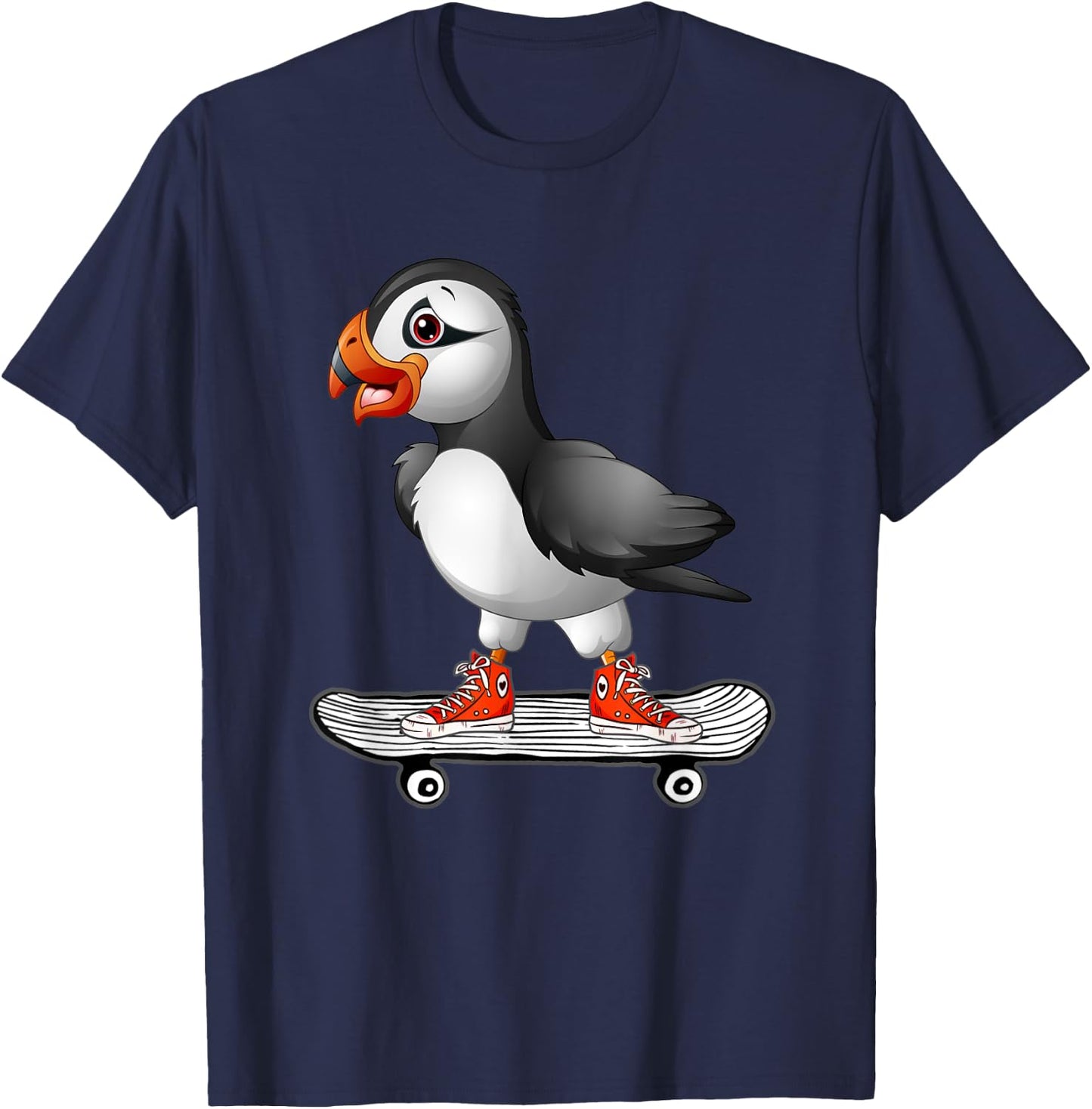 Puffin Shirt Skateboarding Skateboarder Iceland Bird T-Shirt - T-Shirt | Navy