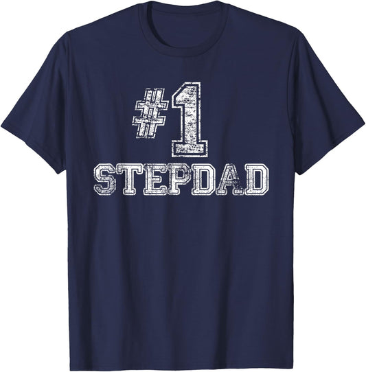 #1 Stepdad T Shirt Step Dad Number One T-Shirt - T-Shirt | Navy