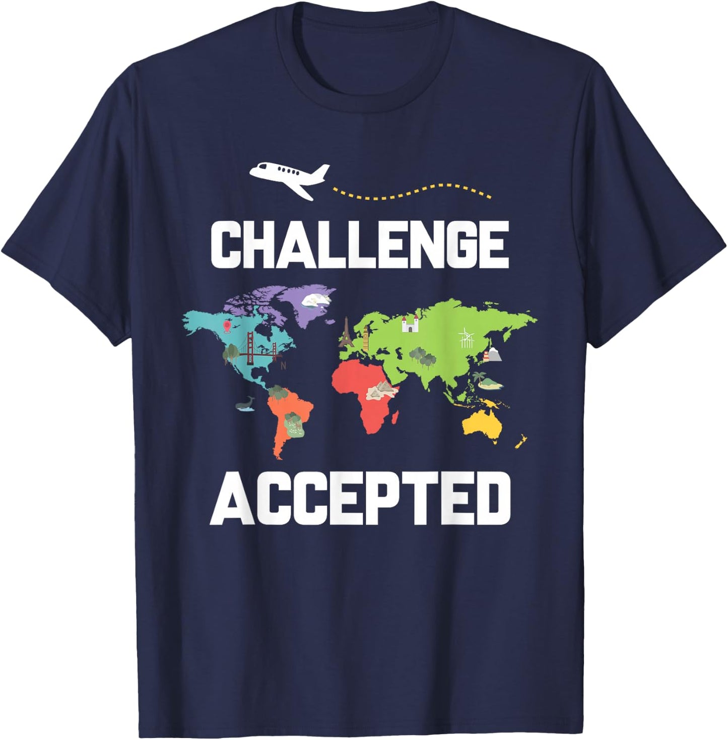 World Map Challenge Travellers T-Shirt - T-Shirt | Navy