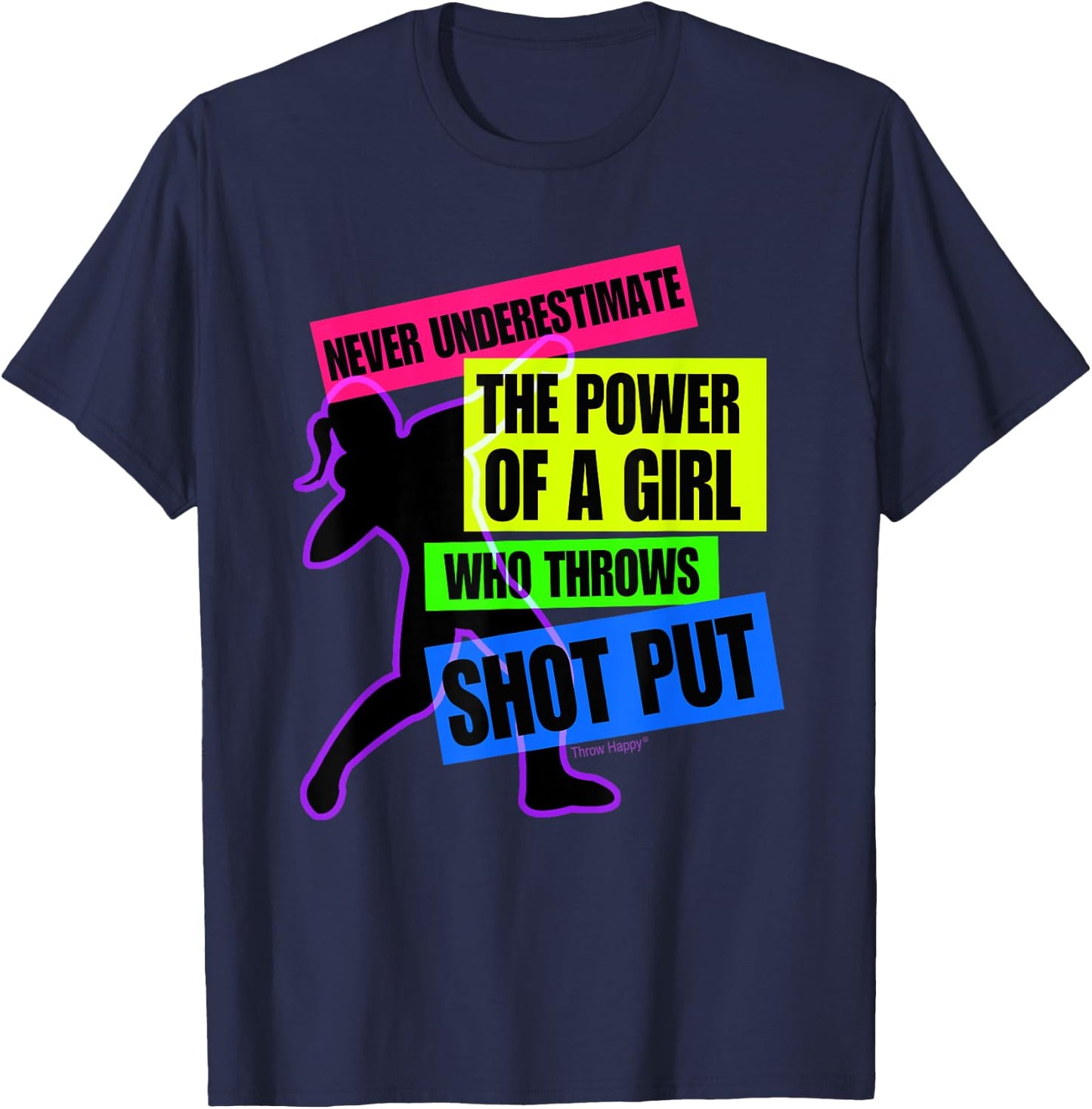 Track and Field Girl Power Shot Put Thrower T-Shirt - T-Shirt | Navy