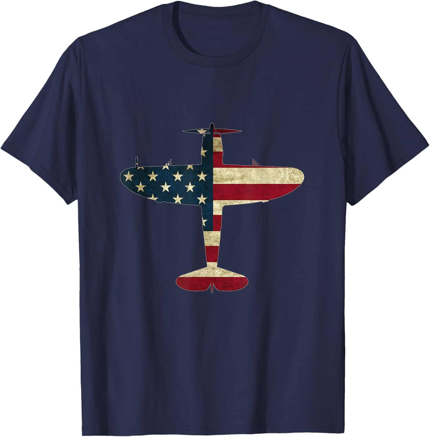 Retro USA Flag P-47 Thunderbolt Aircraft Warbird Pilot Gift T-Shirt - T-Shirt | Navy