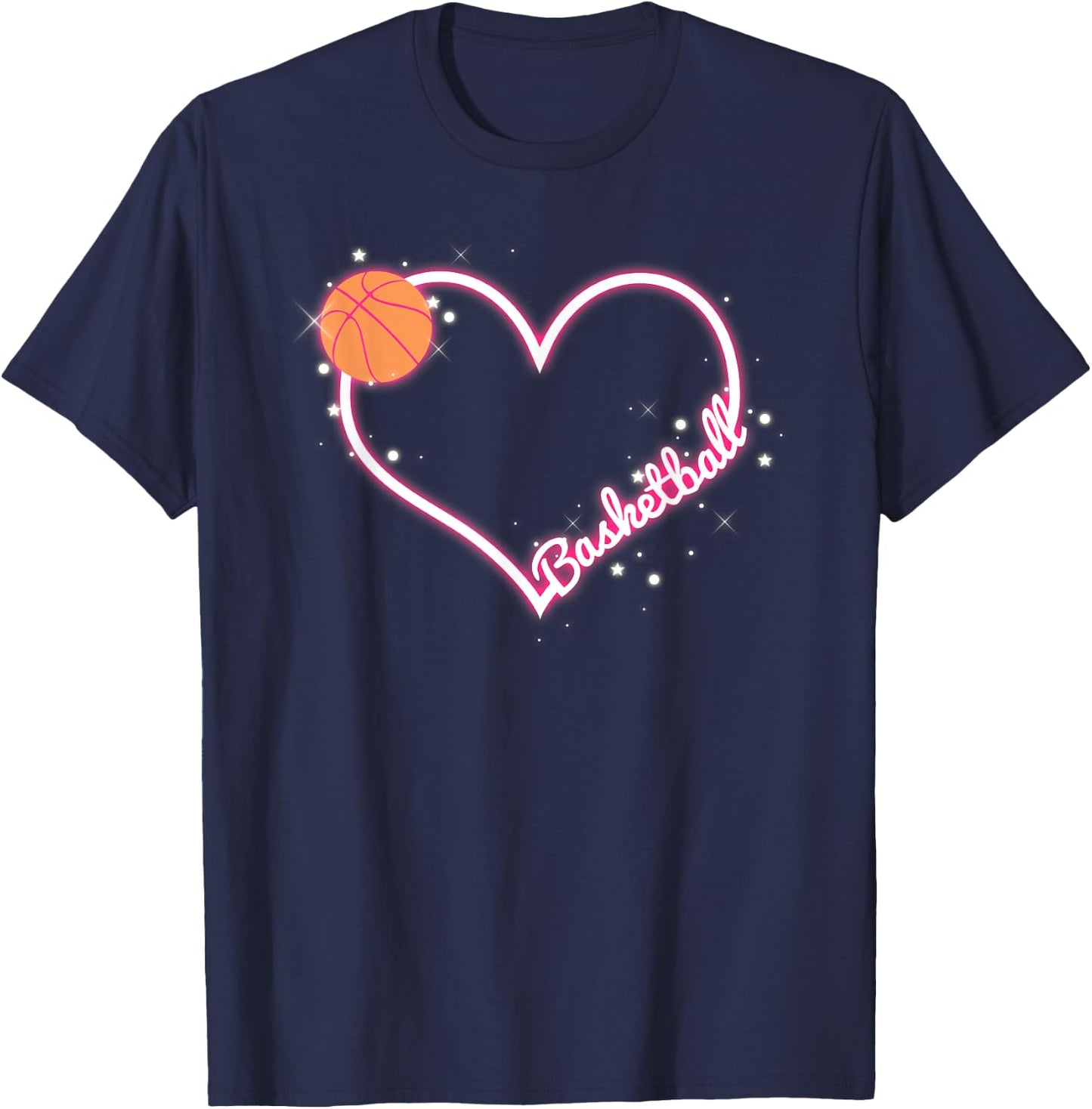 I Love Basketball, Girl Basketball Player Heart T-Shirt - T-Shirt | Navy