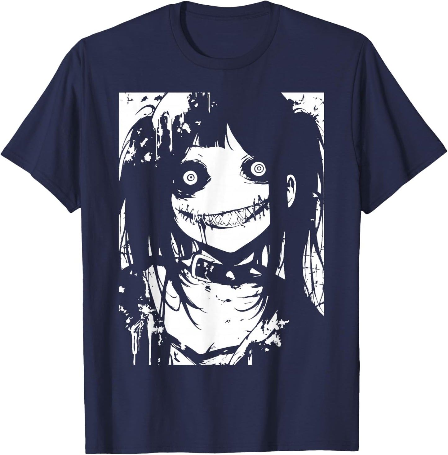 Horror Anime Manga | Japan Japanese Creepy Kawaii Goth T-Shirt - T-Shirt | Navy