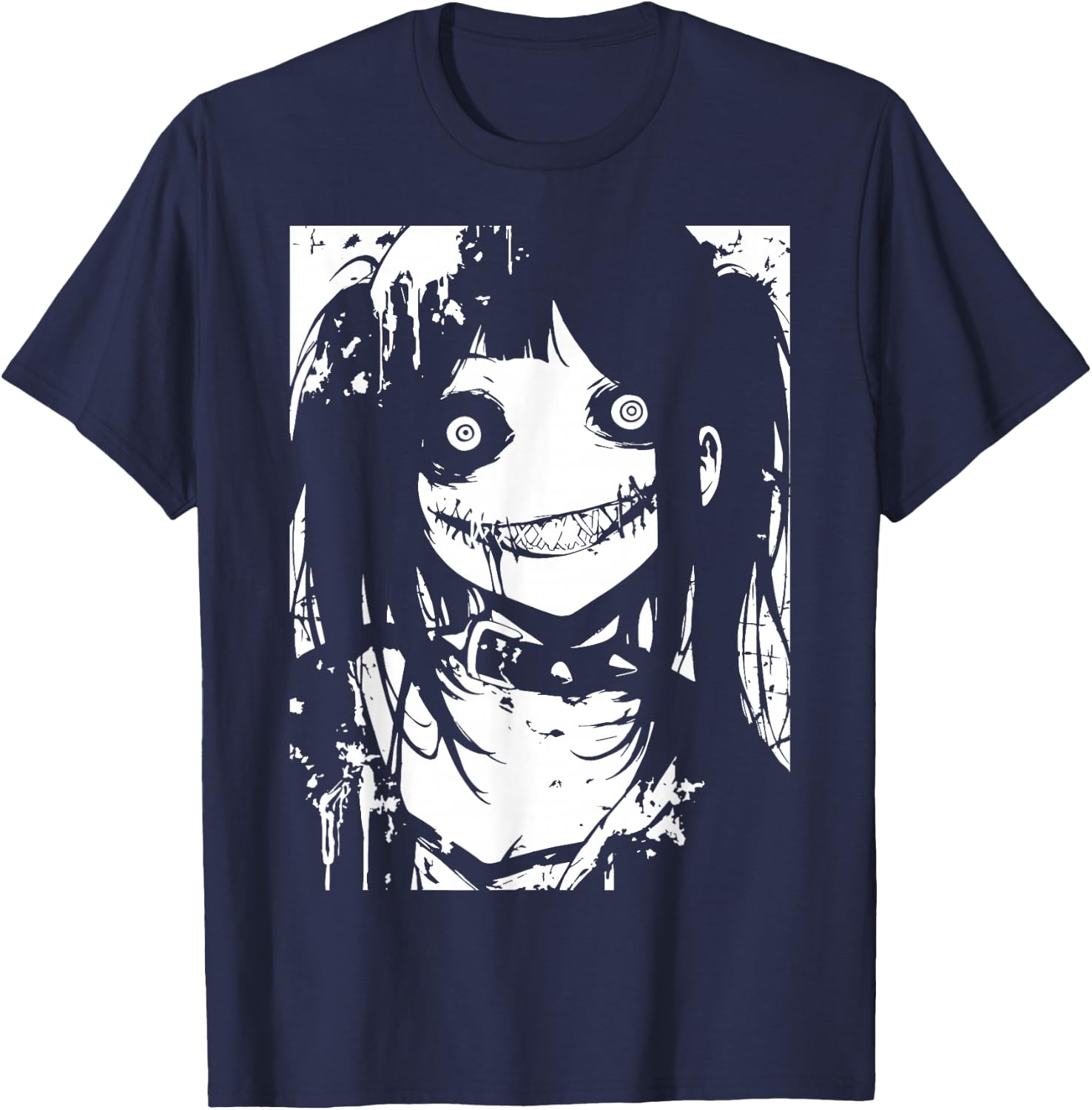 Horror Anime Manga | Japan Japanese Creepy Kawaii Goth T-Shirt - T-Shirt | Navy