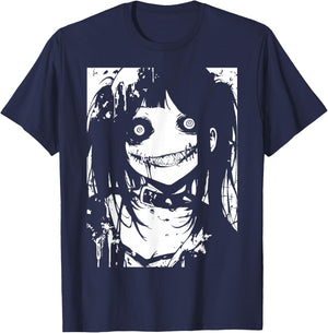 Horror Anime Manga | Japan Japanese Creepy Kawaii Goth T-Shirt - T-Shirt | Navy