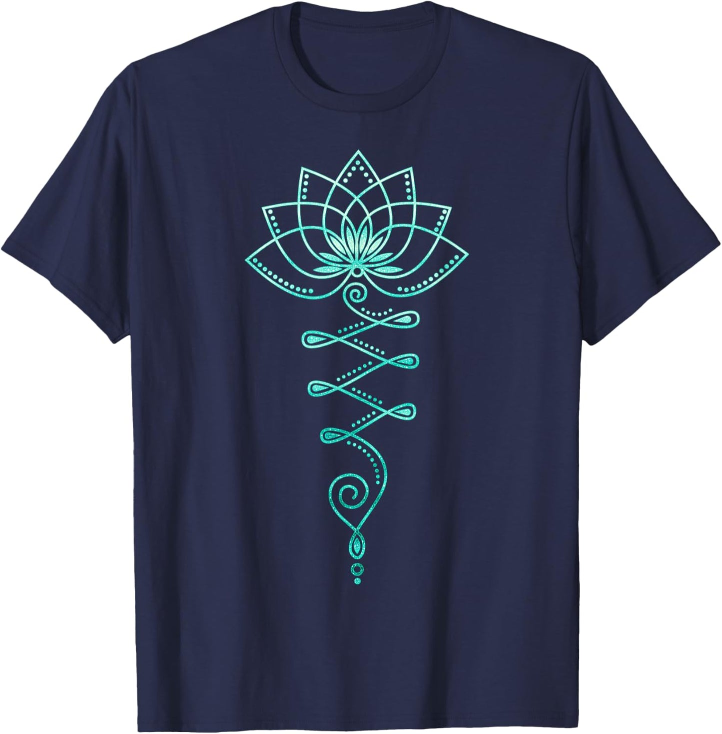 Lotus Flower, Unalome, Yoga, Meditation, Zen, Buddhism T-Shirt - T-Shirt | Navy
