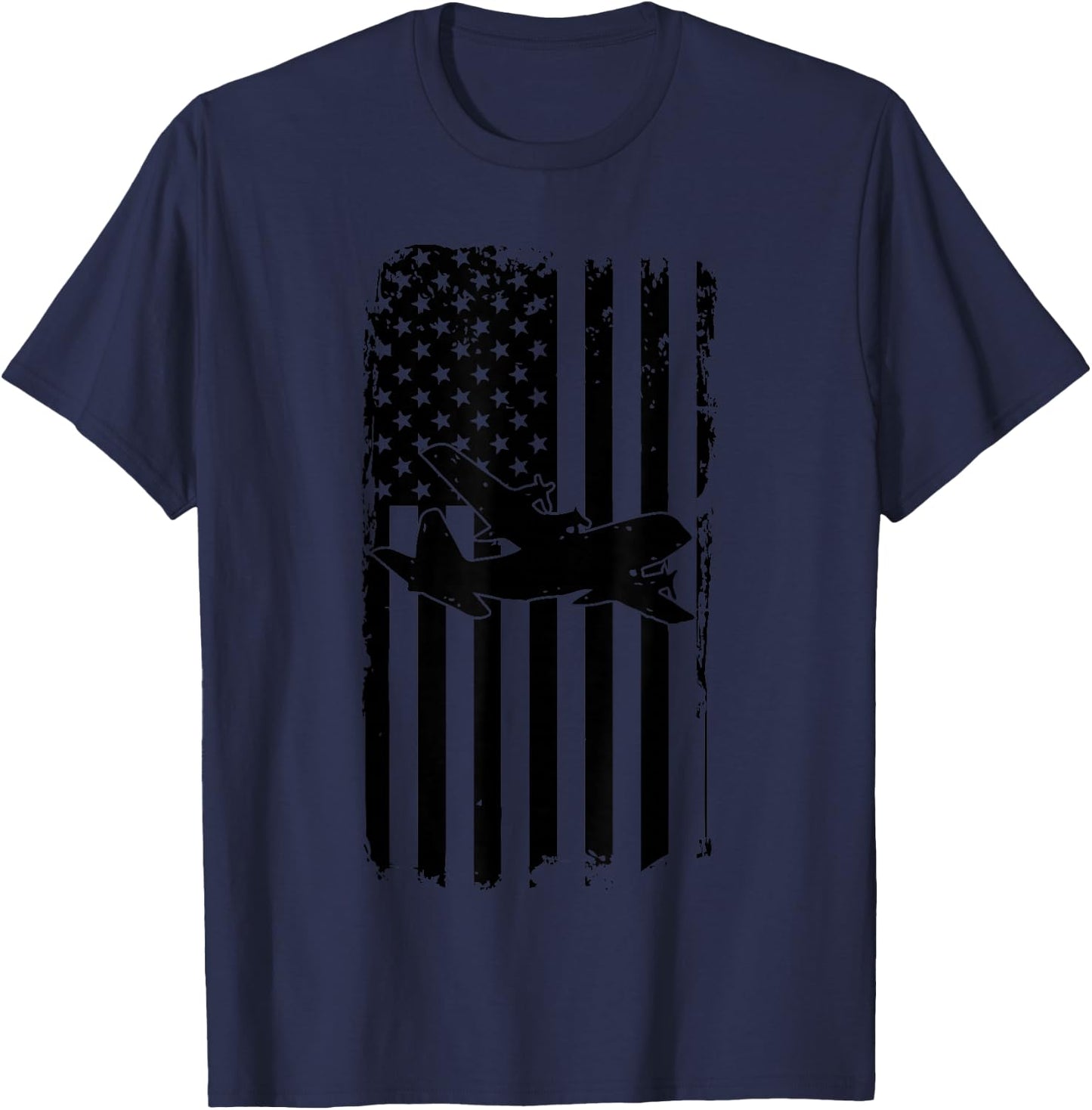 C-130 Airplane Retro Distressed Aircraft Pilot Shirt Gift T-Shirt - T-Shirt | Navy