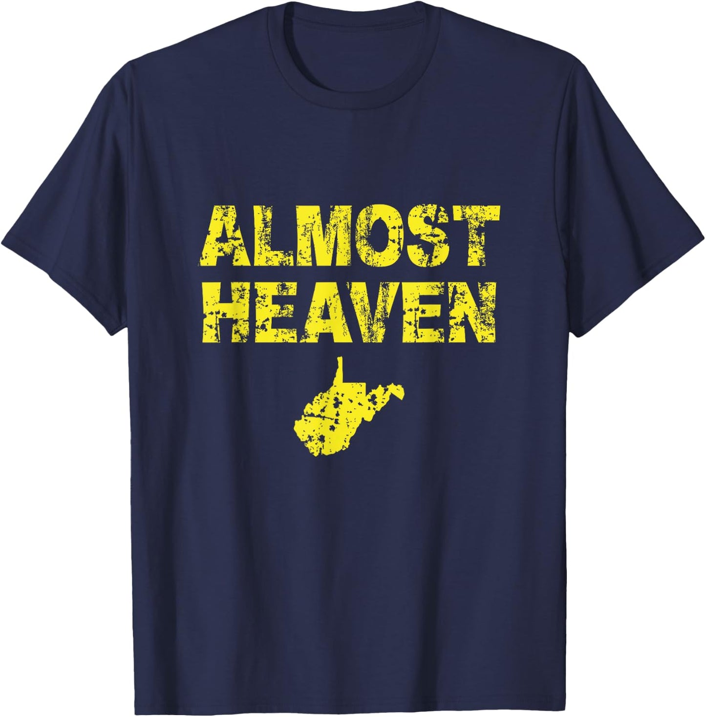 Almost Heaven Distressed with State T-Shirt - T-Shirt | Navy